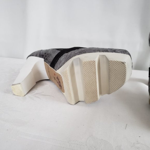 PROPHECY Designer modern geometrical heel. Snakeskin pattern leather. Platform. - Picture 11 of 15